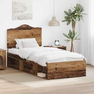 Ramka łóżka Stare drewno 100 x 200 cm Lite drewno sosnowe