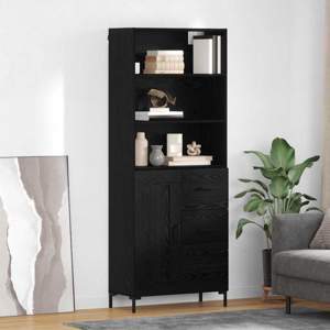 Highboard Czarny Dąb 69,5 x 34 x 180 cm Drewno inżynieryjne