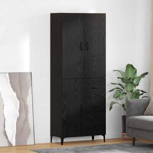 Highboard Czarny Dąb 69,5 x 34 x 180 cm Drewno inżynieryjne