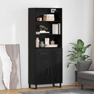 Highboard 2 szt. Czarny Dąb 69,5 x 34 x 180 cm