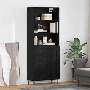 Highboard 2 szt. Czarny Dąb 69,5 x 34 x 180 cm