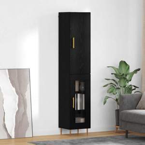 Highboard 2 szt. Czarny Dąb 34,5 x 34 x 180 cm