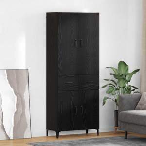 Highboard Czarny Dąb 69,5 x 34 x 180 cm Drewno inżynieryjne