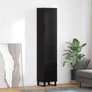 Highboard Czarny Dąb 34,5 x 34 x 180 cm Drewno inżynieryjne