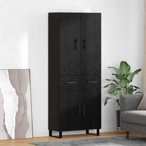 Highboard 2 szt. Czarny Dąb 69,5 x 34 x 180 cm