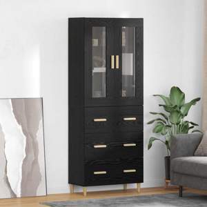 Highboard z szufladą Czarny Dąb 69,5 x 34 x 180 cm