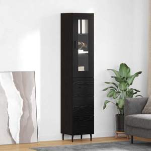 Highboard Czarny Dąb 34,5 x 34 x 180 cm Drewno inżynieryjne