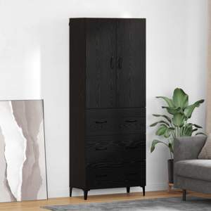 Highboard Czarny Dąb 69,5 x 34 x 180 cm Drewno inżynieryjne