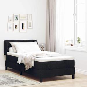 Łóżko sprężynowe Z zagłówkiem Czarny 100 x 200 cm tkanina