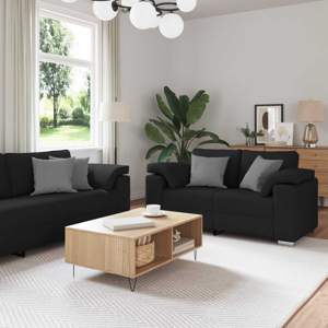 Sofa 2 szt. Czarny tkanina
