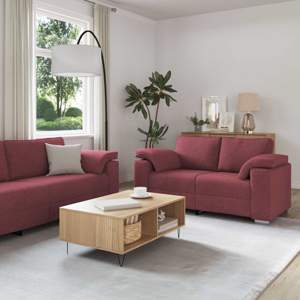Sofa 2 szt. Czerwone wino tkanina