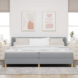 Łóżko sprężynowe z materacem Jasnoszary 200 x 200 cm tkanina