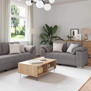 Sofa 2 szt. Ciemnoszary tkanina