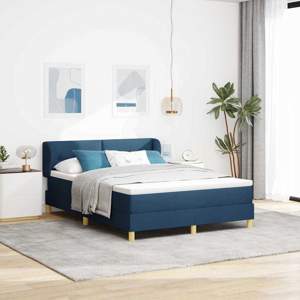 Łóżko sprężynowe Z zagłówkiem Niebieski 140 x 200 cm tkanina