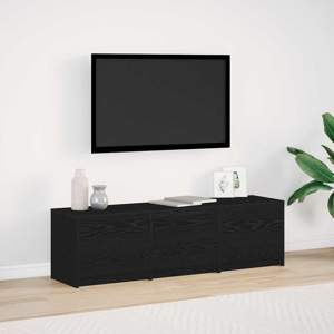 Szafka RTV z LED z paskami LED Czarny Dąb 140 x 34 x 40 cm