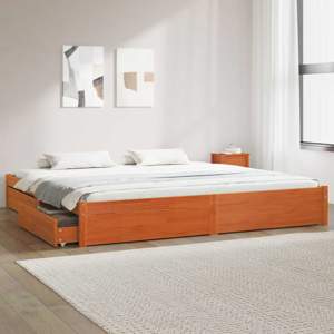 Ramka łóżka Woskowy Brąz 200 x 200 cm Lite drewno sosnowe