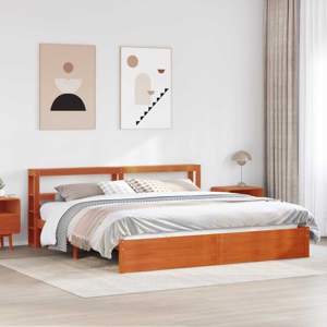 Ramka łóżka Woskowy Brąz 200 x 200 cm Lite drewno sosnowe