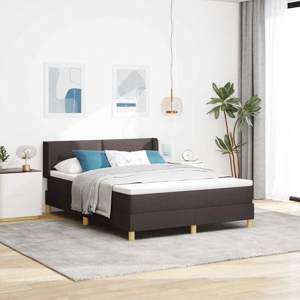 Łóżko sprężynowe Z zagłówkiem Ciemny brąz 200 x 140 cm tkanina
