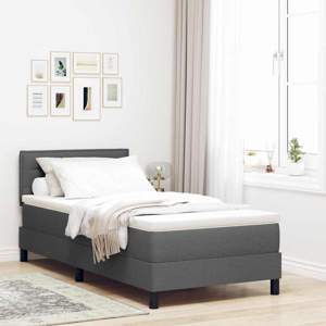 Łóżko sprężynowe z poduszką ciemno szary 80 x 200 cm tkanina