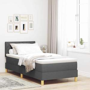 Łóżko z sprężyną LED Ciemnoszary 90 x 190 cm tkanina