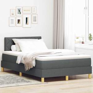 Łóżko z sprężyną LED Ciemnoszary 120 x 190 cm tkanina
