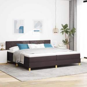 Łóżko z sprężyną LED Ciemny brąz 200 x 200 cm tkanina