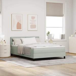 Łóżko z sprężyną LED Jasnoszary 160 x 200 cm Aksamit