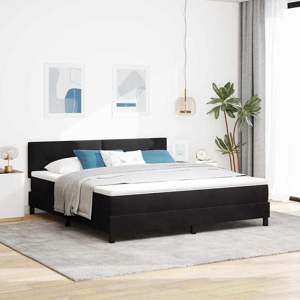 Łóżko z sprężyną LED Z zagłówkiem Czarny 180 x 200 cm Aksamit