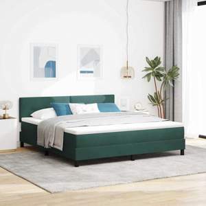 Łóżko z sprężyną LED Ciemna zieleń 180 x 200 cm Aksamit