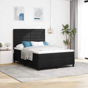 Łóżko sprężynowe z materacem z LED Czarny 140 x 200 cm tkanina