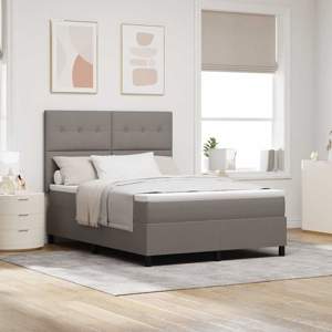 Łóżko sprężynowe z paskami LED Ciemnoszary 140 x 190 cm tkanina