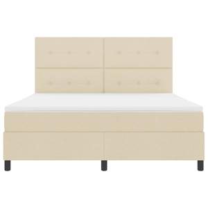 Łóżko sprężynowe z paskami LED Kremowy 180 x 200 cm tkanina