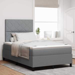 Łóżko sprężynowe z paskami LED Jasnoszary 120 x 190 cm tkanina