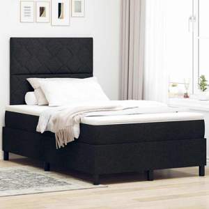Łóżko sprężynowe z paskami LED Czarny 120 x 190 cm tkanina
