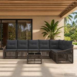 Zestaw Sof na Ogród 8 szt. Szary polirattan