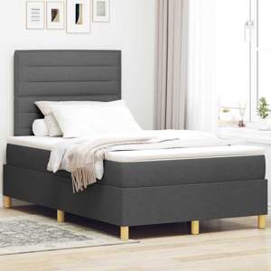 Łóżko z sprężyną LED Ciemnoszary 120 x 190 cm tkanina