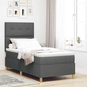 Łóżko z sprężyną LED Ciemnoszary 80 x 200 cm tkanina