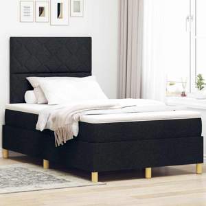 Łóżko z sprężyną LED Z zagłówkiem Czarny 120 x 190 cm tkanina
