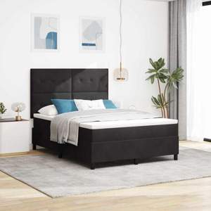 Łóżko z sprężyną LED Z zagłówkiem Czarny 140 x 190 cm Aksamit