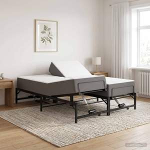 Elektro Regulowany Stelaż Łóżka Czarny 140 x 190 cm Stal