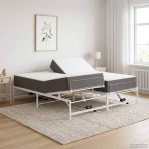 Elektro Regulowany Stelaż Łóżka Biały 193 x 200 cm Stal