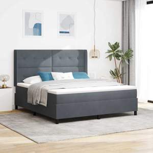 Łóżko sprężynowe z paskami LED Ciemnoszary 180 x 200 cm Aksamit