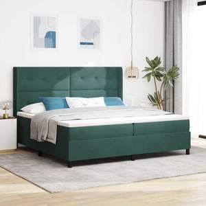 Łóżko sprężynowe Ciemna zieleń 200 x 200 cm Aksamit