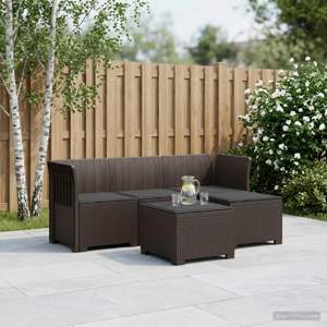 Sofa ogrodowa dla 4 osób z poduszkami w stylu rattanowym PP