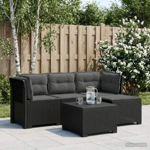 Sofa ogrodowa dla 4 osób z poduszkami w stylu rattanowym PP
