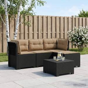 Sofa ogrodowa dla 4 osób z poduszkami w stylu rattanowym PP