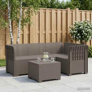 Sofa ogrodowa dla 4 osób w stylu rattanowym PP jasnoszary