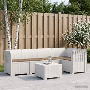 5-osobowa sofa ogrodowa z poduszkami w stylu rattanowym PP