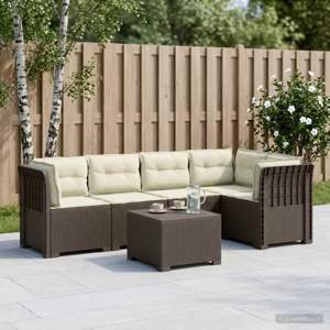 5-osobowa sofa ogrodowa z poduszkami w stylu rattanowym PP