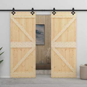 Drzwi przesuwne 2 szt. 80 x 210 cm Lite drewno sosnowe